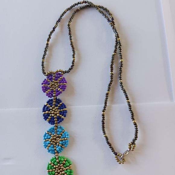 Handmade beaded seed Necklace 7 chakras - Picture 3 of 6